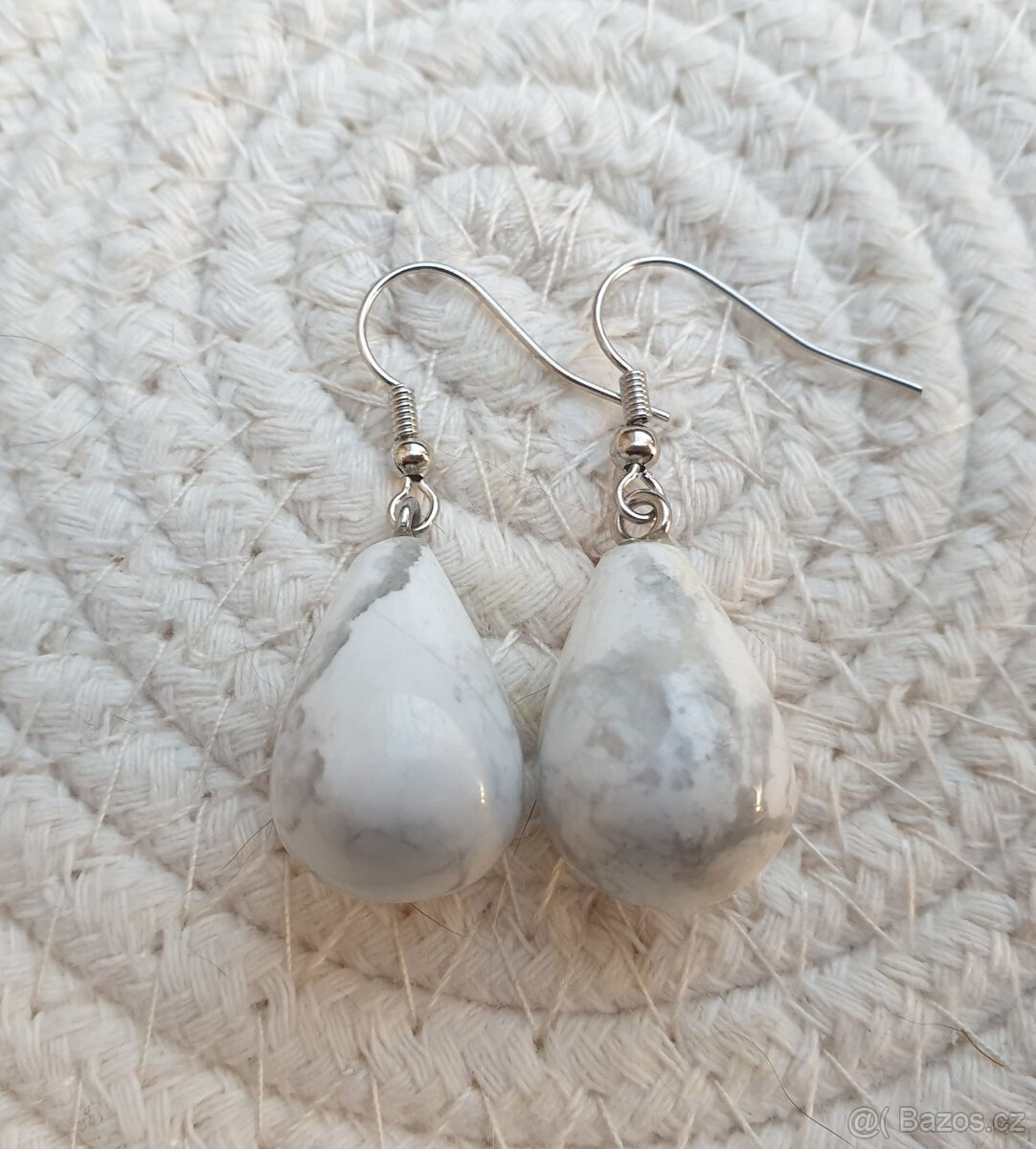 Náušnice Howlitové kapky - 2