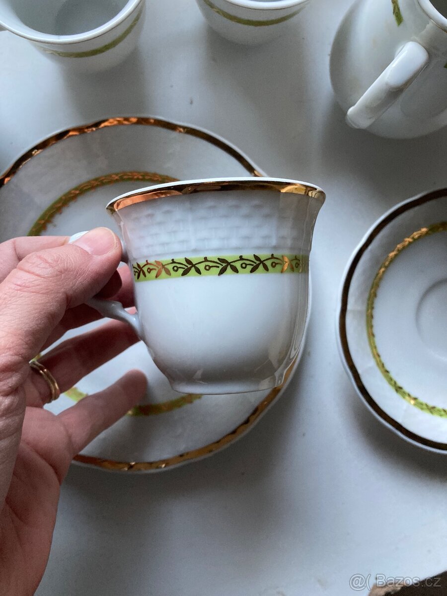 Porcelánový set Thun zelený proužek - 2