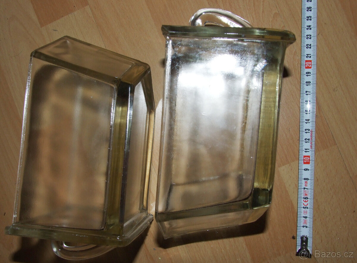 2 kusy starých skleněných šuplíků do kredence- pěkné - 2