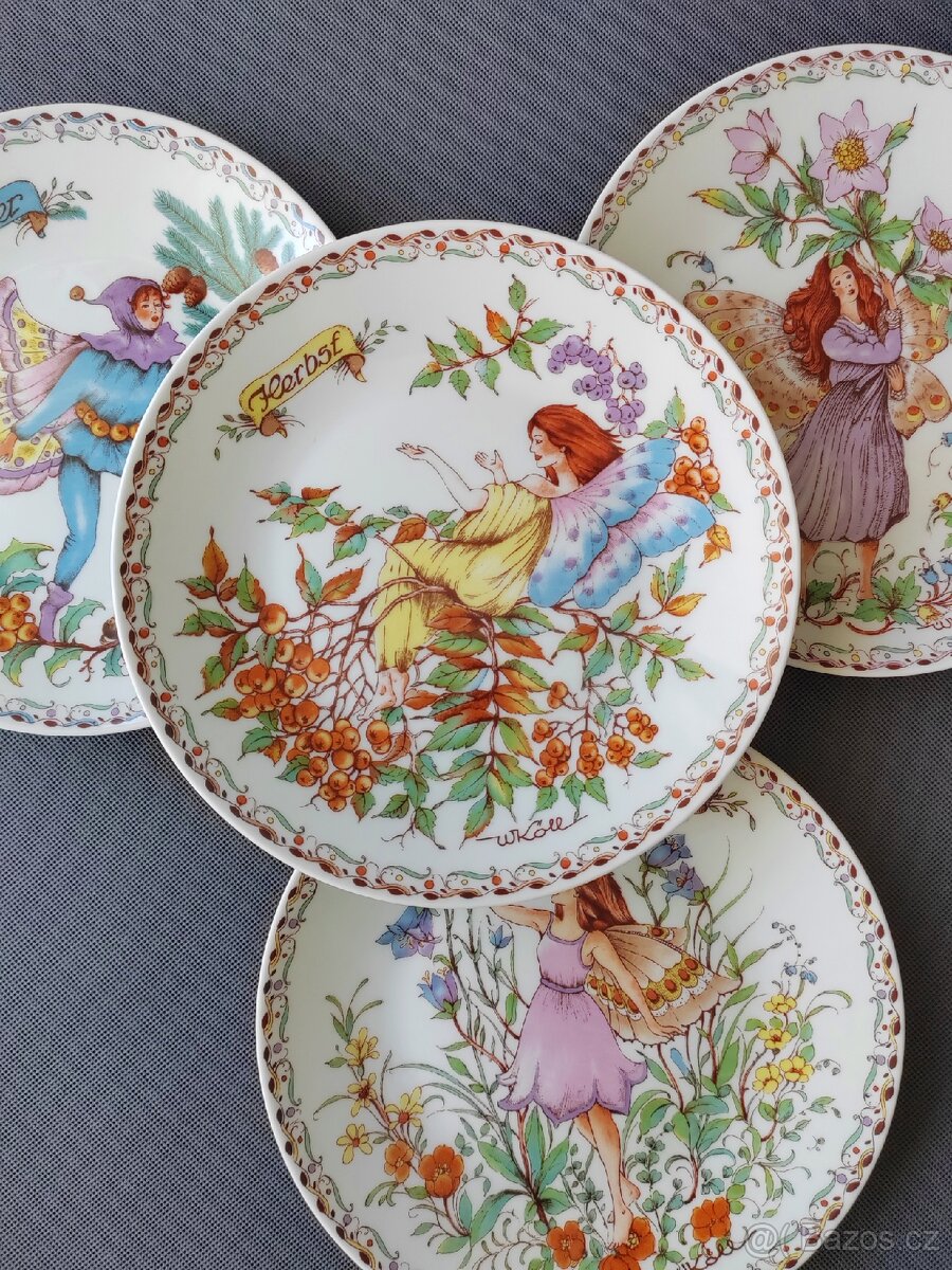 Exkluzivní sada 4 porcelánových talířů s vílími (Luisenburg) - 2