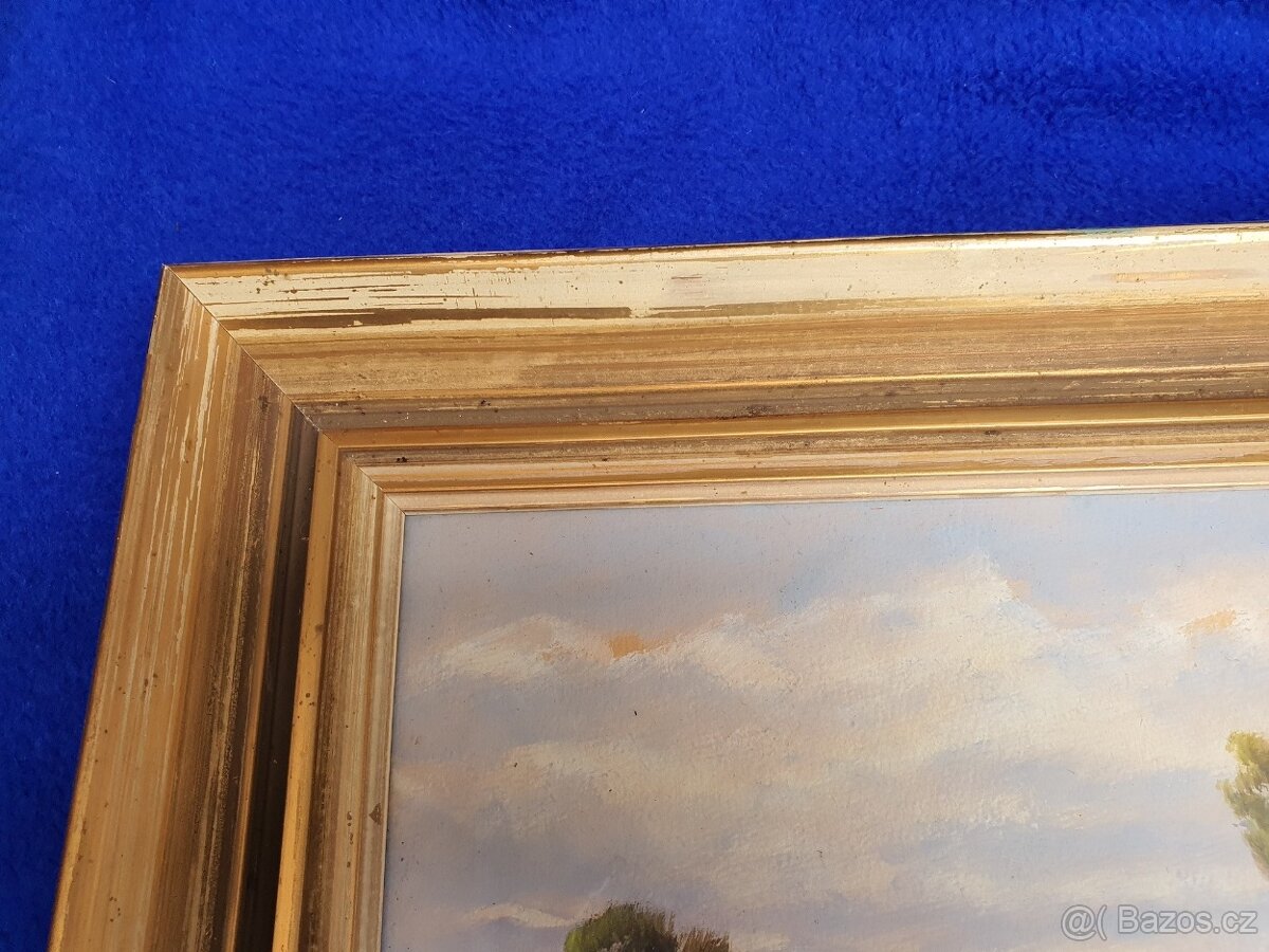 OBRAZ ak.malíř Václav Vejr – Blata, perfekt stav, sklo - 2