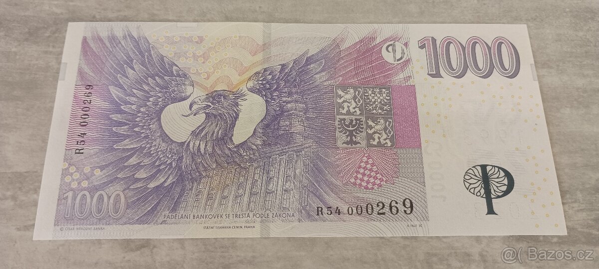 Prodám výroční bankovku 1000 Kč. ČNB. UNC kvality. - 2