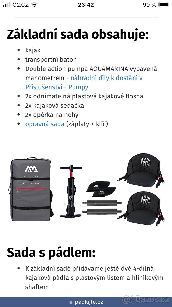 Kajak tomahawk Aquamarina 2 místný - 2