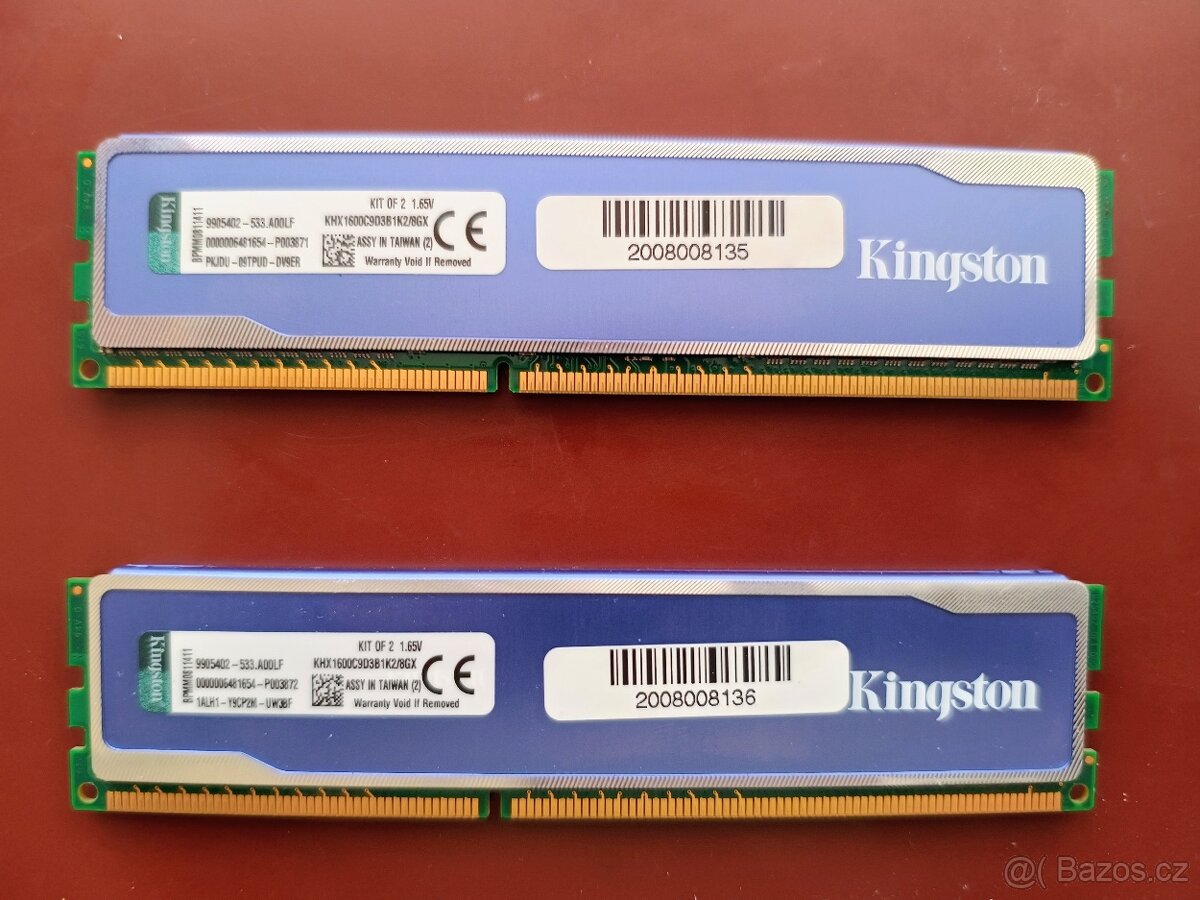 RAM DDR3 Kingston  (2x 4GB) 8 GB 1600 MHz do PC, chladič - 2