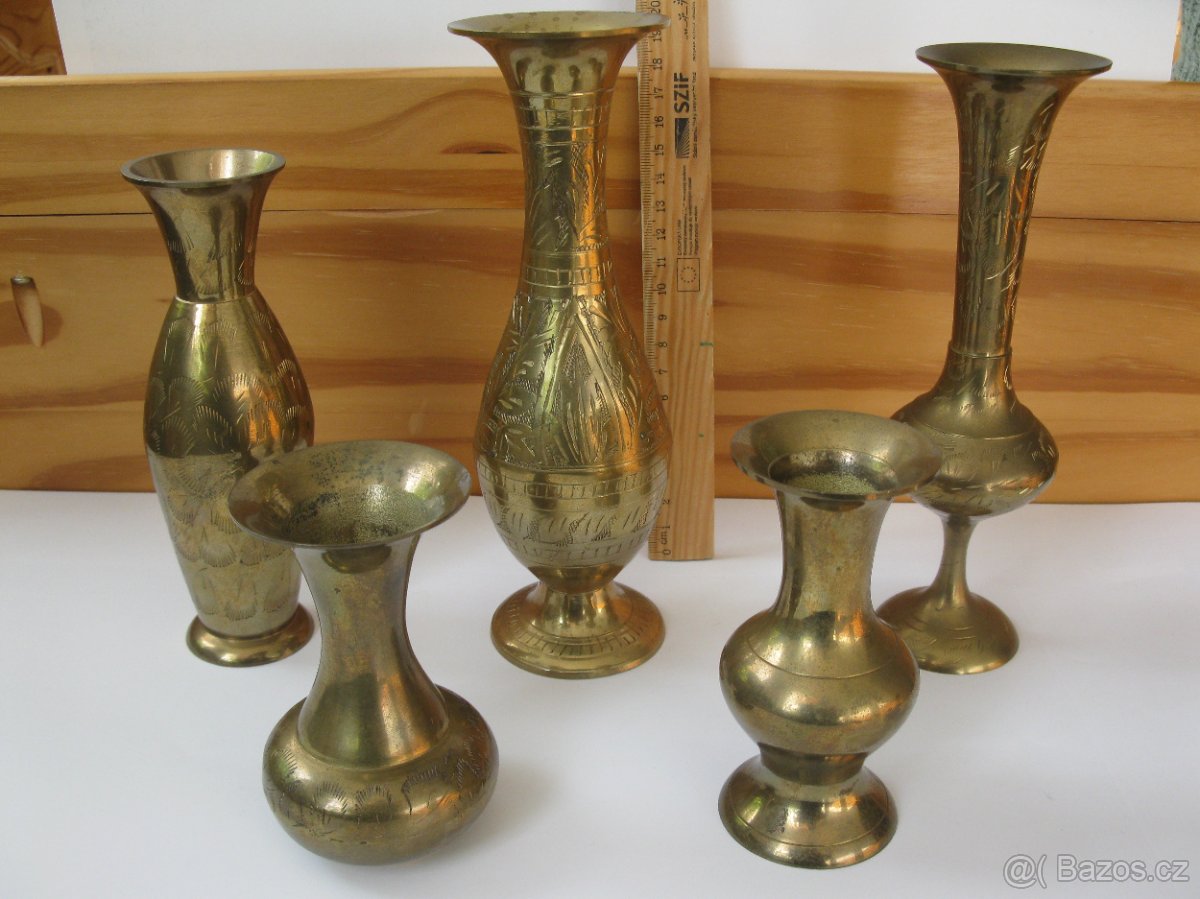Retro mísa ,vázičky, keramické ,mosazné,broušená..skleničky - 2