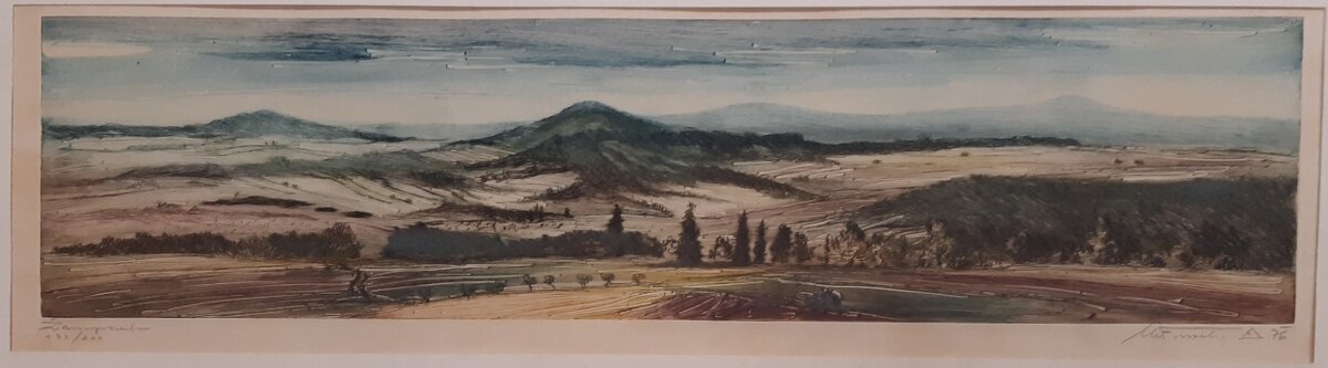 Obraz originál litografie Fusek Otto " Žampach " - 2