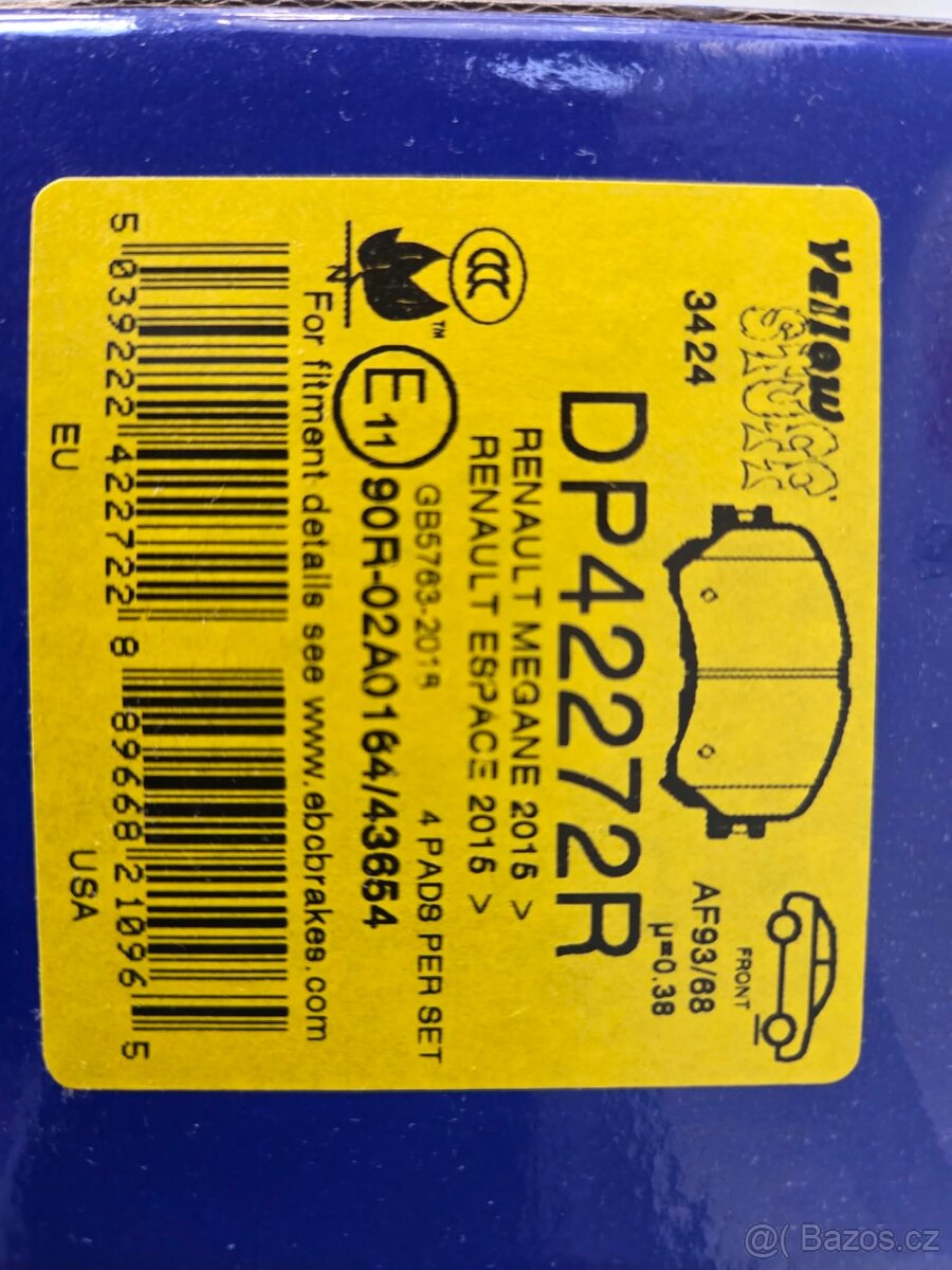 Brzdové destičky MEGANE EBC Yellow Stuff DP42272R - 2