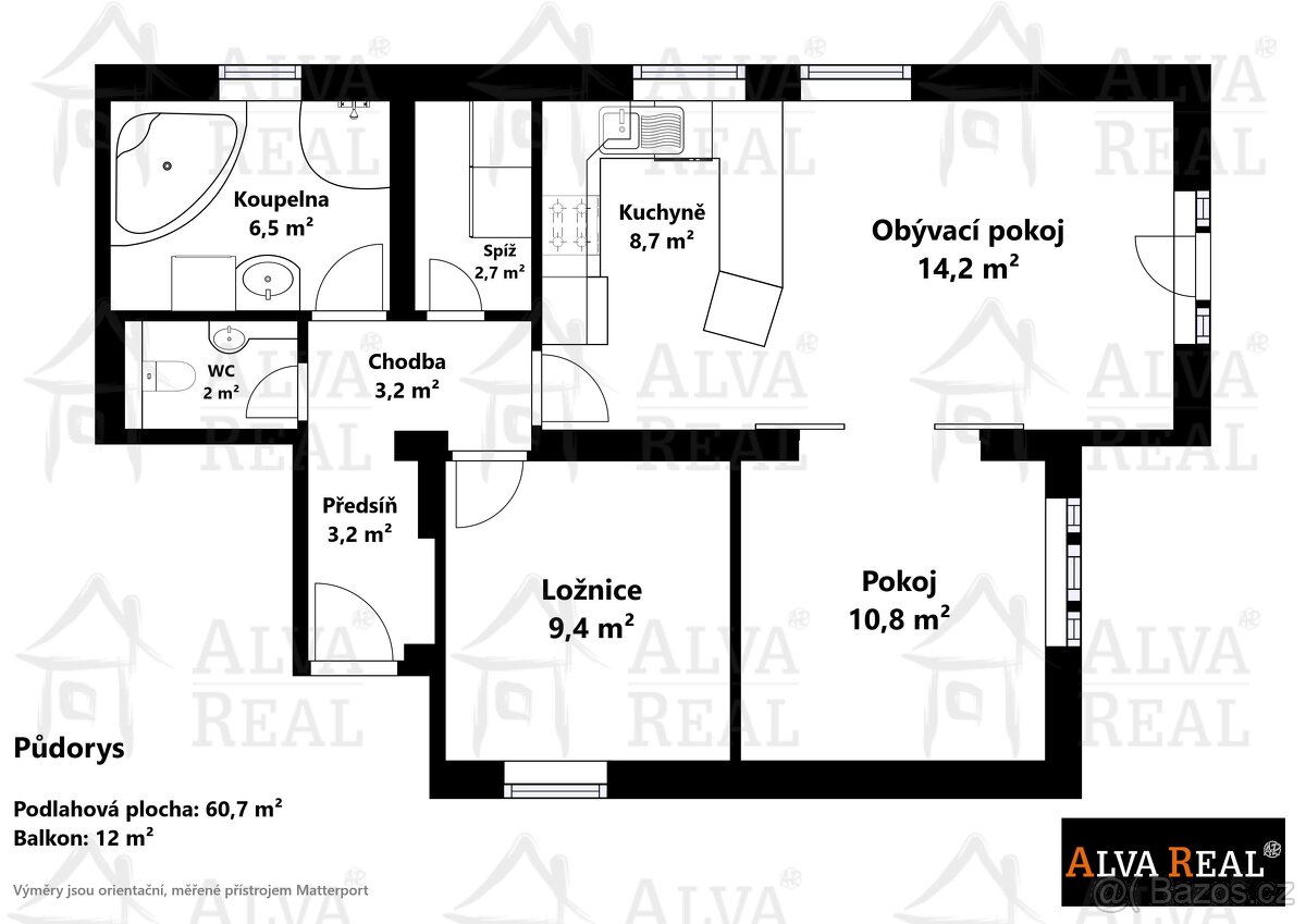 Dlouhodobý pronájem vybaveného bytu 3+kk 60 m² s terasou ... - 2