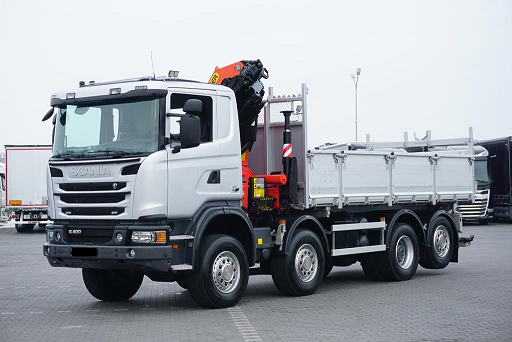 Scania G400 8x4 - třístranný sklápěč s hydraulickou rukou - 2