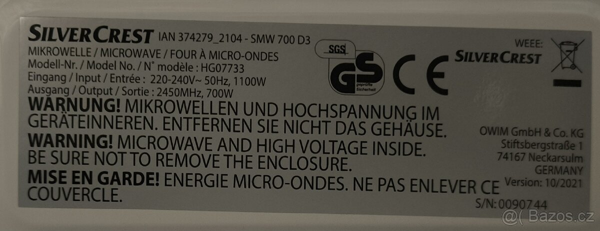 Mikrovlnka silvercrest - 2