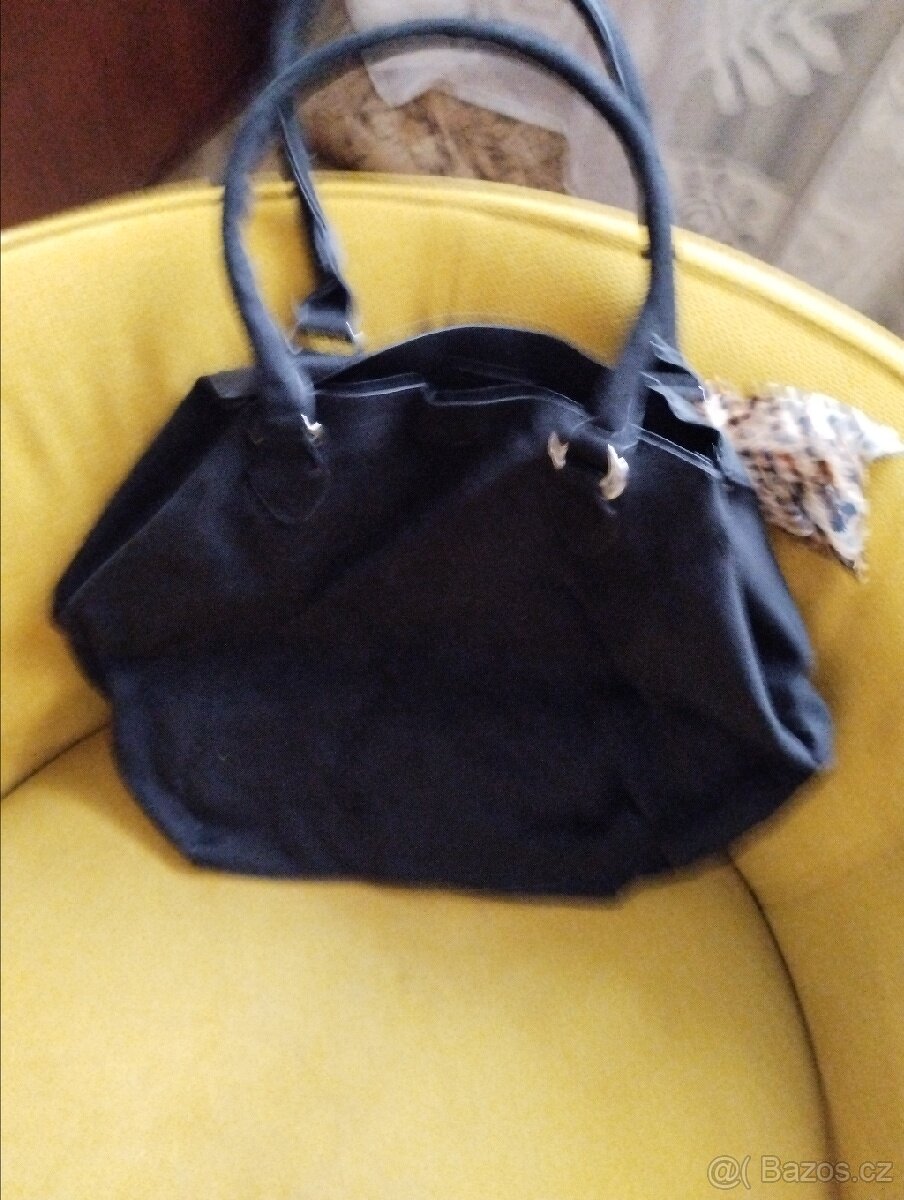 Nová kabelka černá eco kůže,semiš,s masli - 2