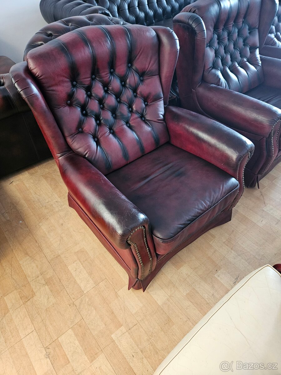 CHESTERFIELD ŠTÝL,VYSOKÁ-KOŽENÁ - 2