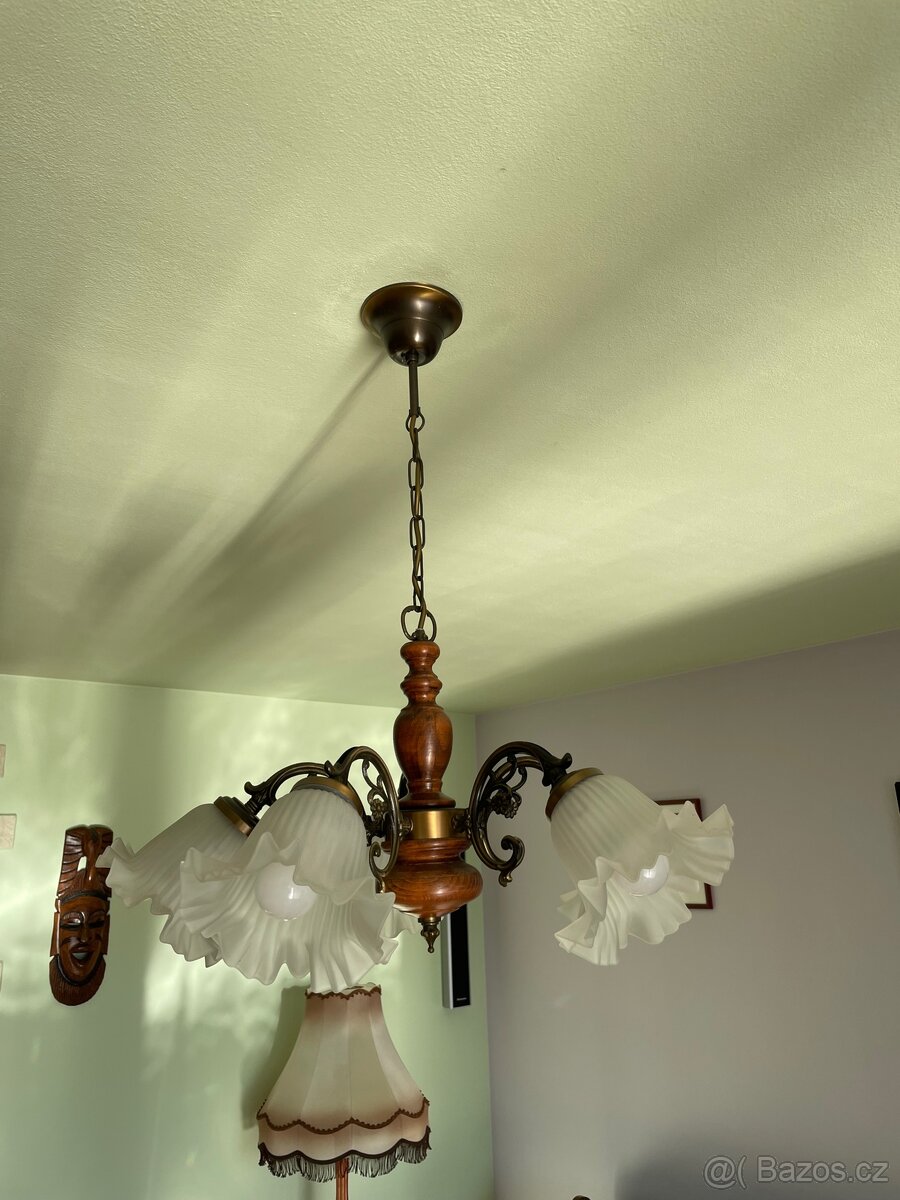 Rustikální pětiramenný lustr - super stav - 2