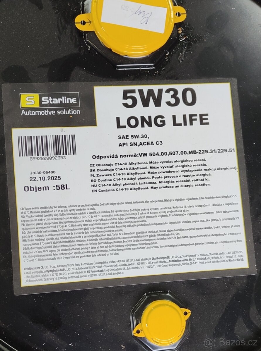 Olej 5w30-58 litrů - 2