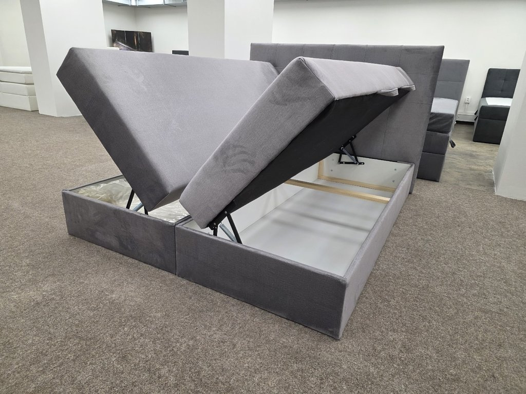 Nová boxspring postel MARCE KING 160x200 cm šedá - 2