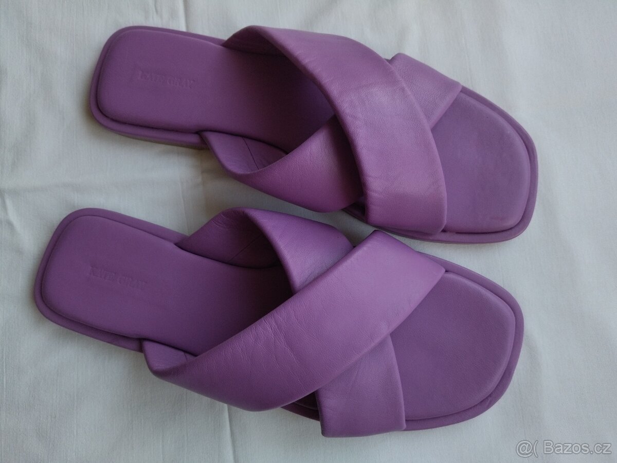 Letní nízké pantofle Kate Gray, fialová kůže, vel. 42 - 2