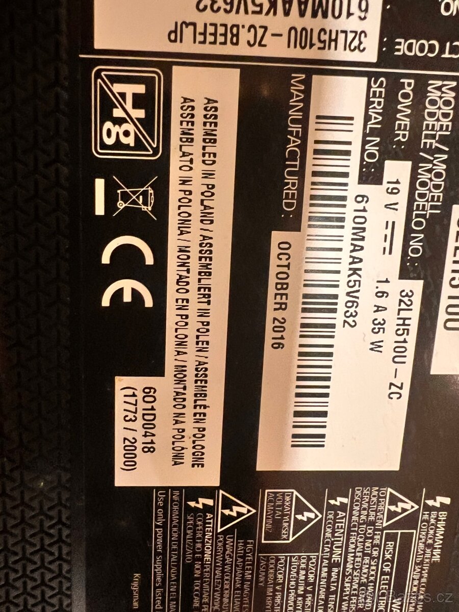 Prodám televizi LG 32LH510U 80cm. - 2