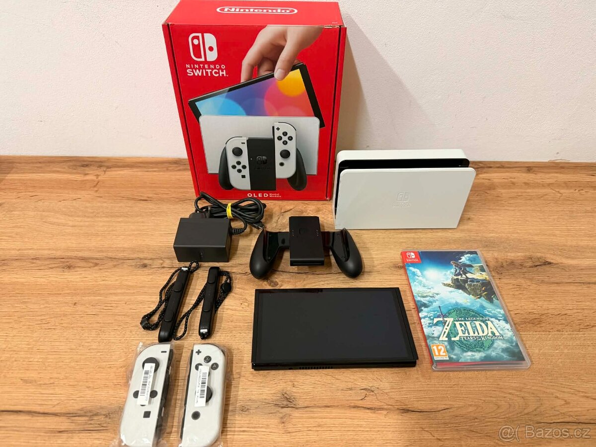 Nintendo Switch OLED model v záruce do 2.3.2028 + hra Zelda - 2