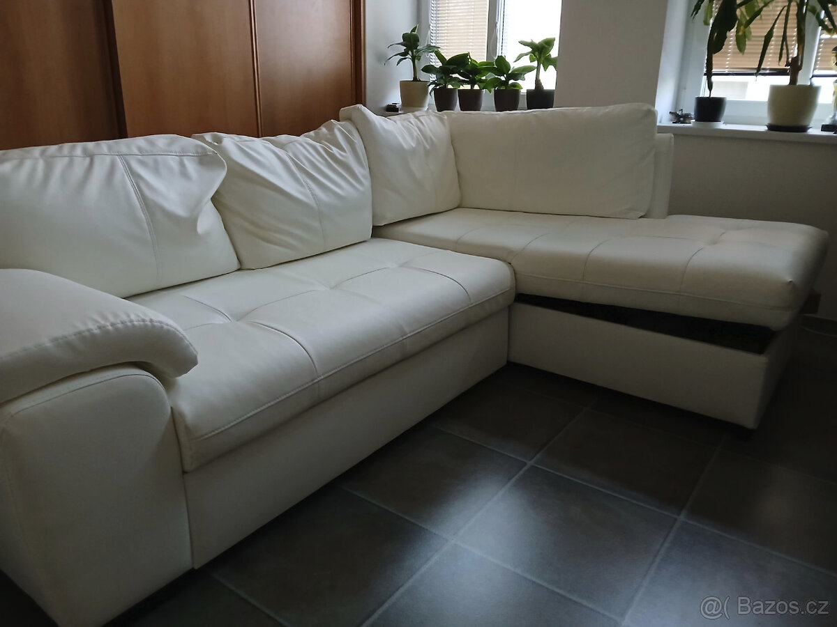 Rohová sedačka bílá - 2
