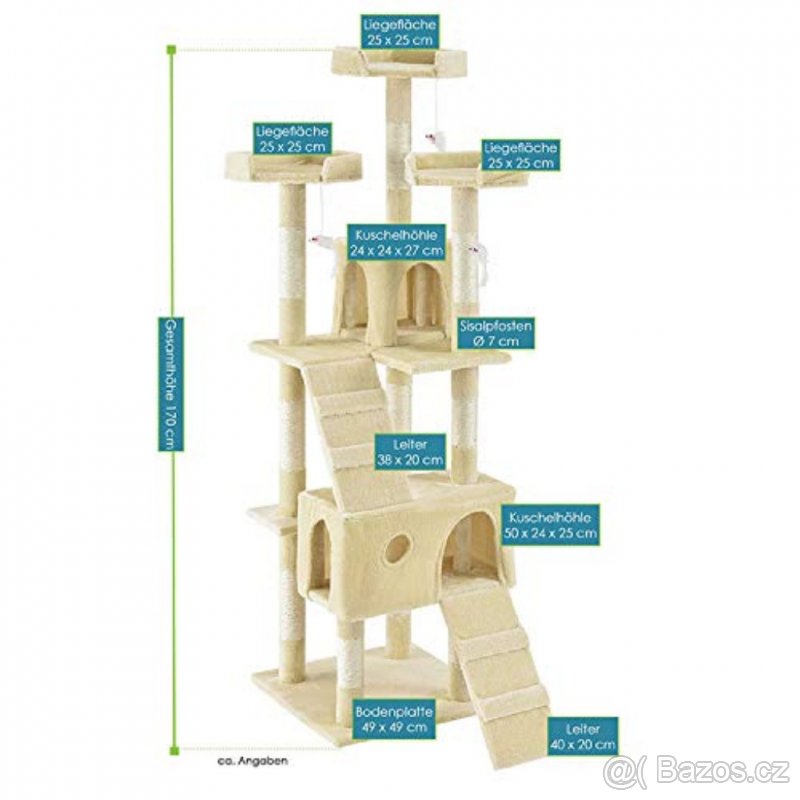 Kočičí strom, škrabadlo pro kočku, škrábadlo 180cm. - 2