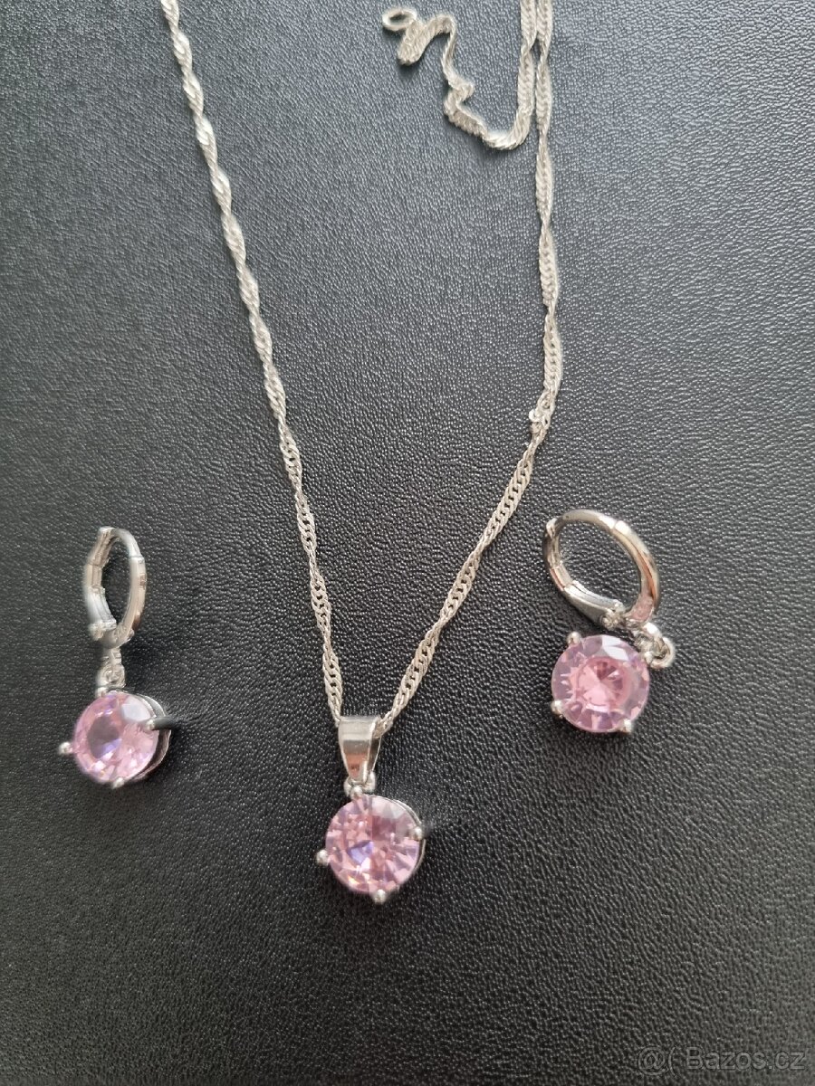 Nová dárková sada souprava šperků Růžové 925 - 2