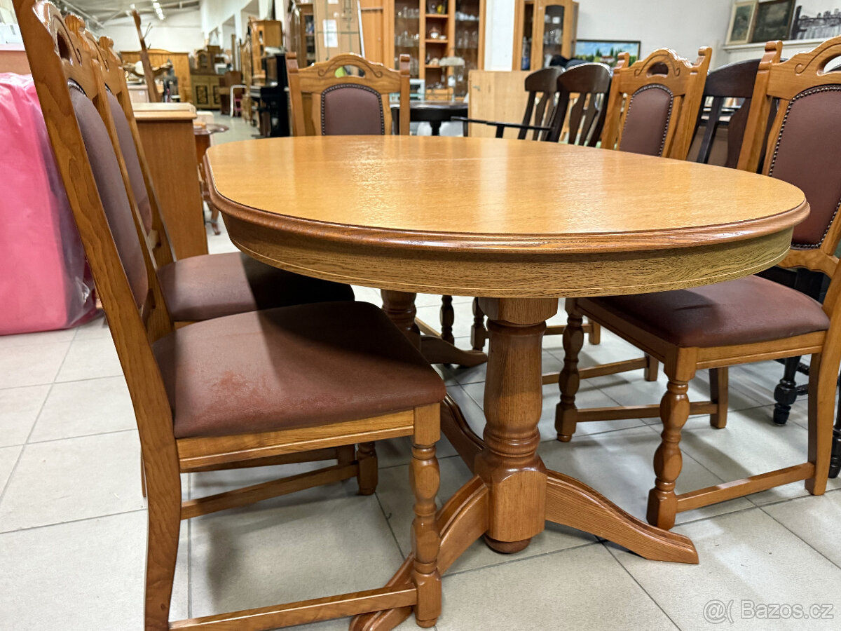 dvakrát set dubový stůl se šesti židlemi - 2