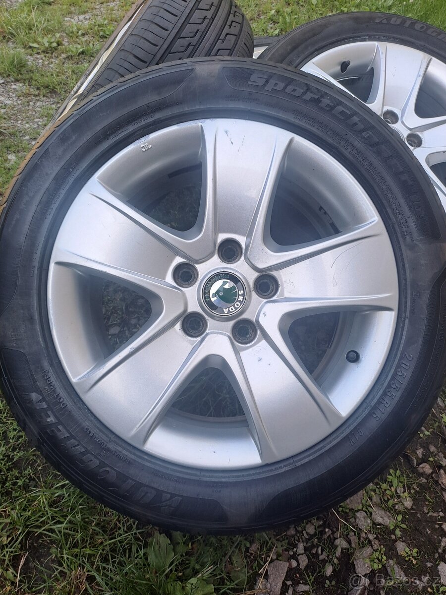 Alu kola 5x112 originál Škoda Octavia II 205/55 R16 - 2