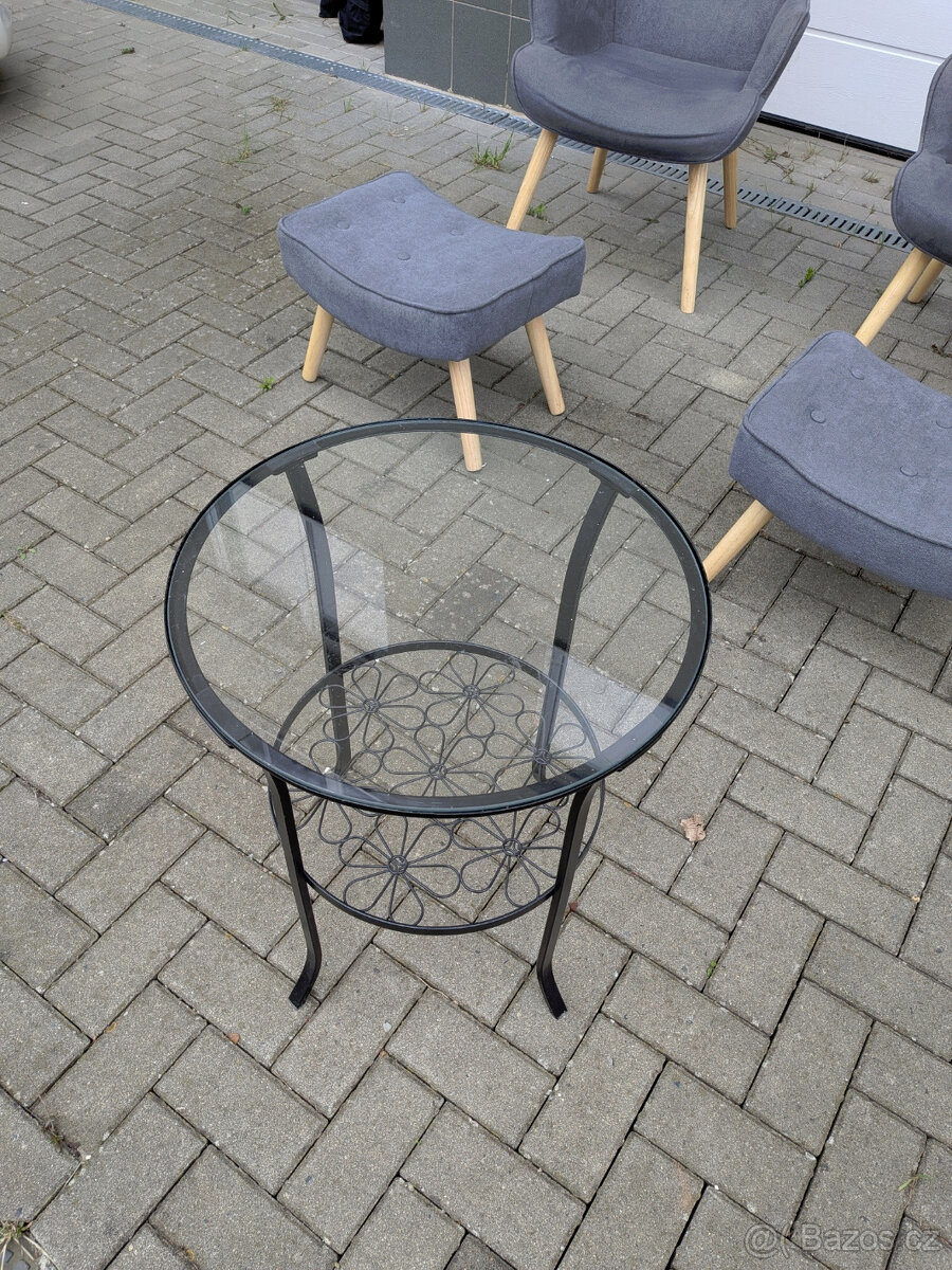Ikea stolek kruhový se sklem - 2