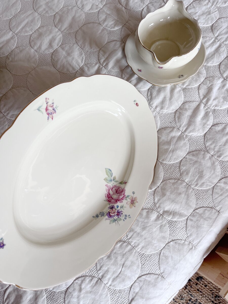 Sada porcelánu - omáčník, mísa a servírovací talíř - 2