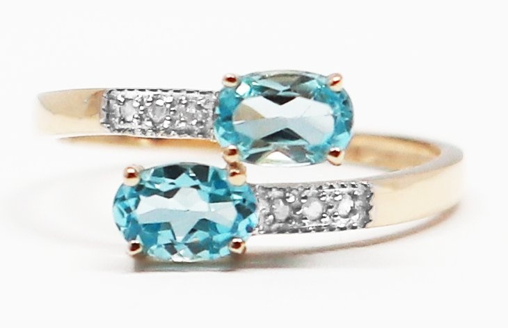 TOPAZ+DIAMANT ZLATÝ PRSTEN 14kt - 2