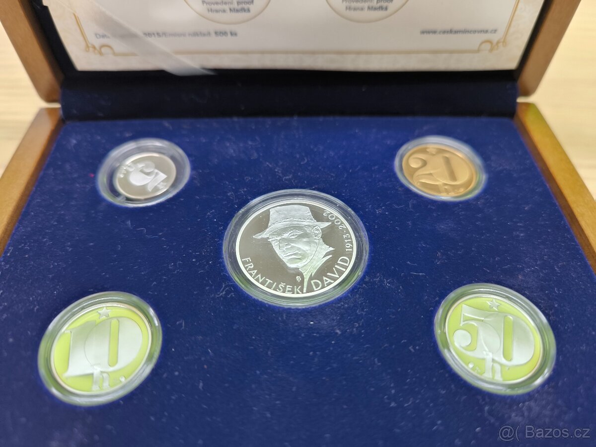 Sada československých haléřů Františka Davida - Proof - 2