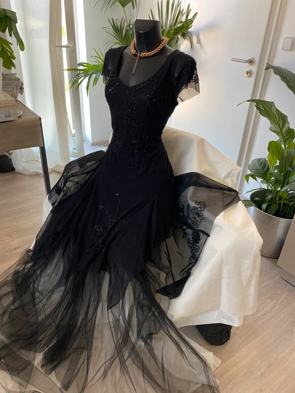 Guess plesové dlouhe pruhledne saty cerne 38 - 2