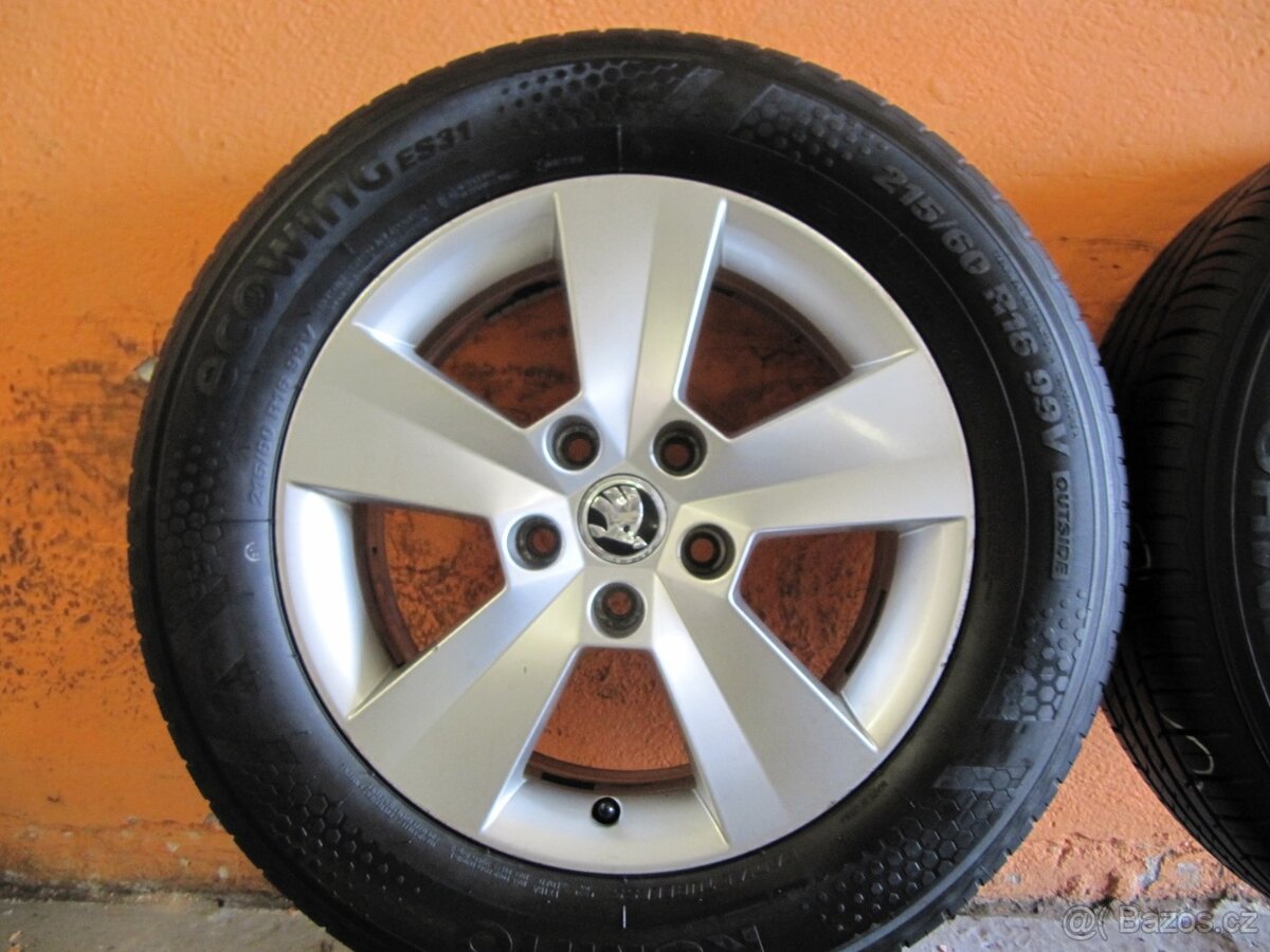Alu Škoda + 215/60/16 TOP stav- stav nových - 2
