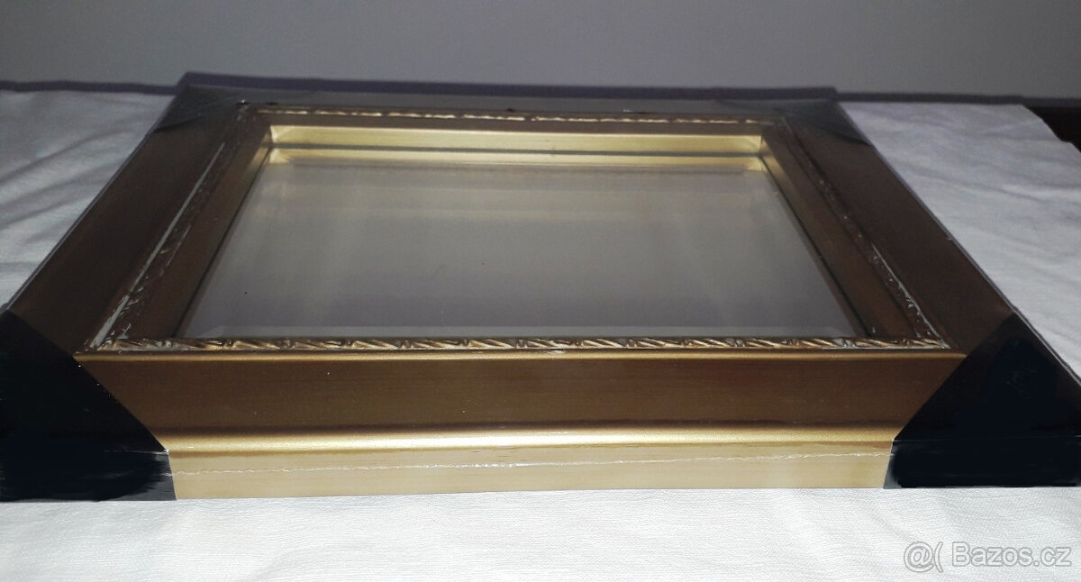 Zrcadlo - zlatý rám 28.5x33.5cm - 2