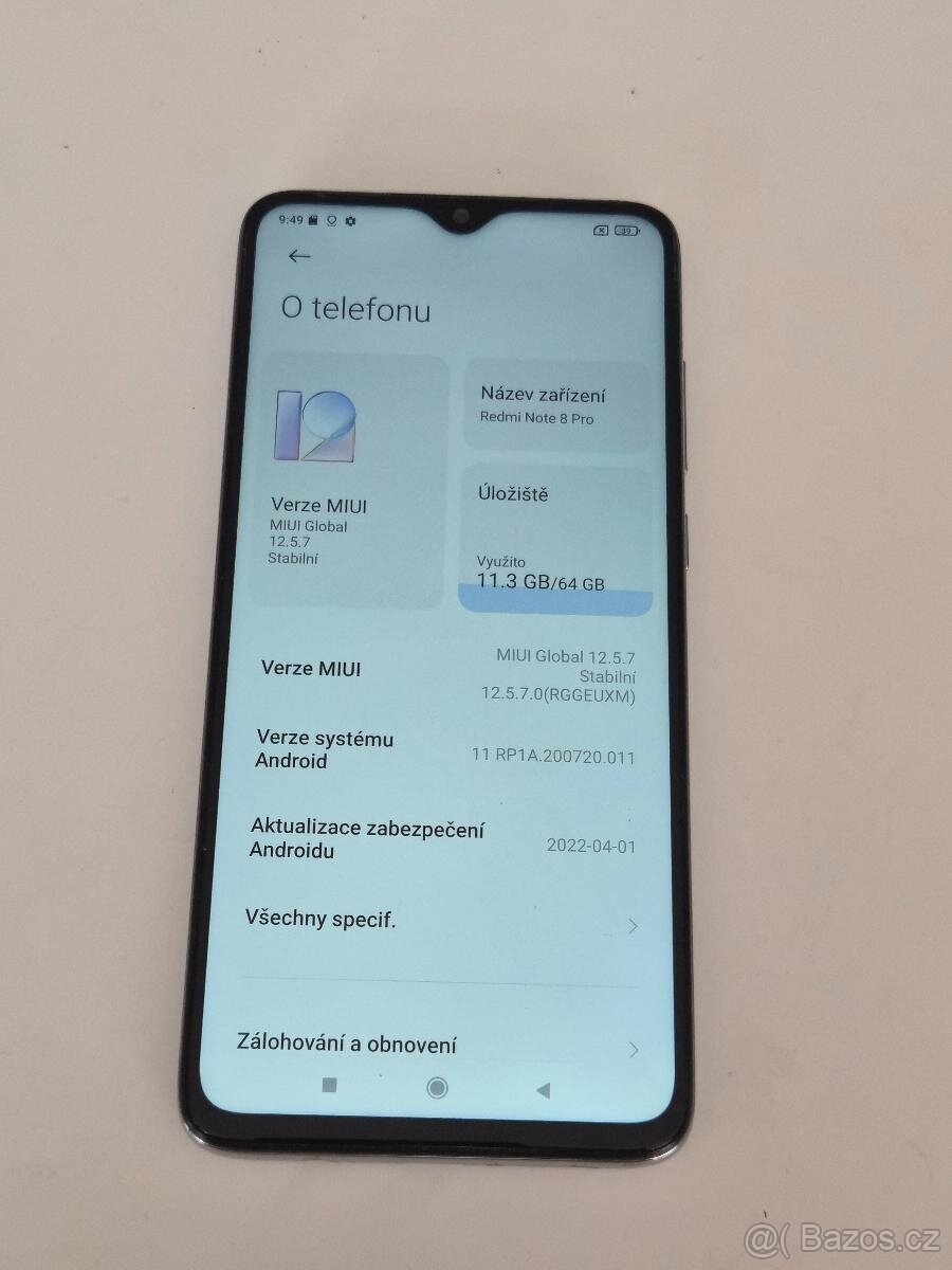 Xiaomi Redmi Note 8 Pro Bílá perleť Top - 2