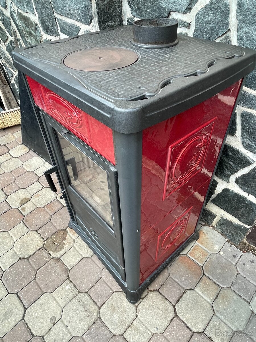 Kachlová krbová kamna Rossella Plus Liberty bordeaux - 2