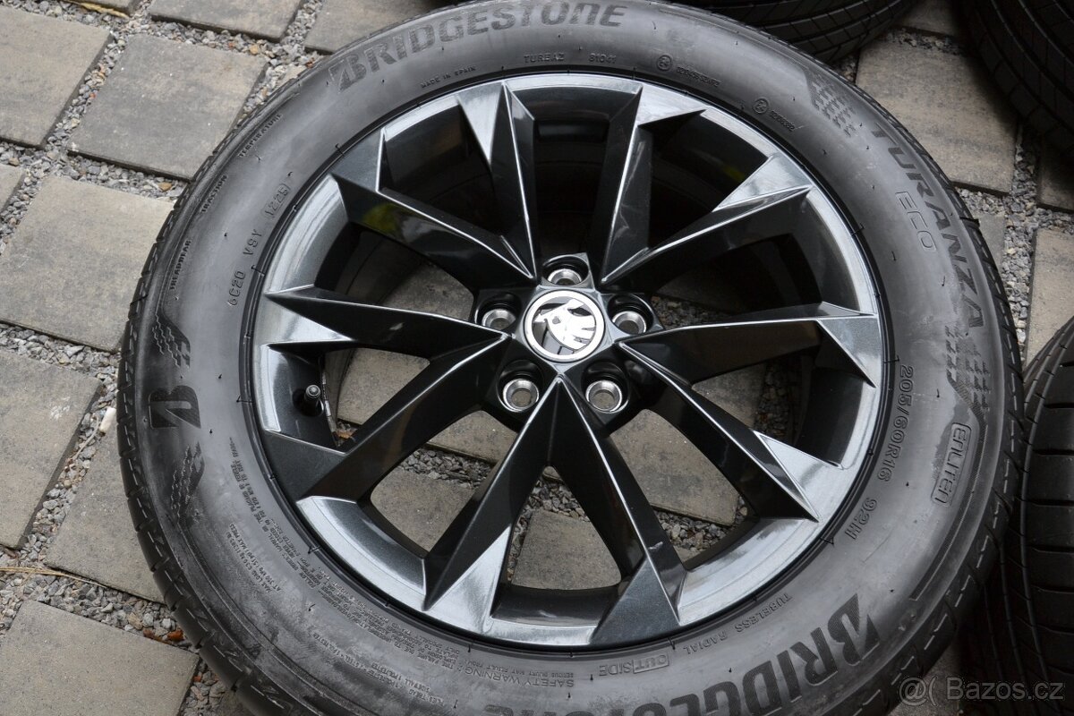 Š.Kamiq,Scala, VW Taigo – NOVÉ Alu + letní 205/60R16 Bridges - 2