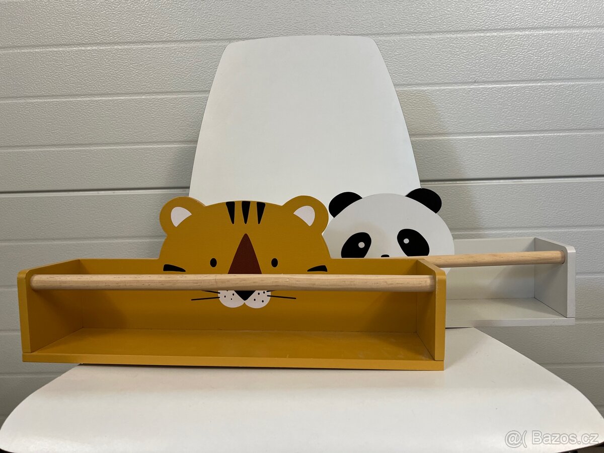 Dětská nástěnná police – tygr / panda 🐯🐼 - 2