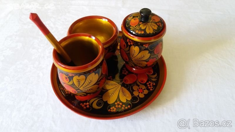 Sada misek s tackem drevo malba - 2