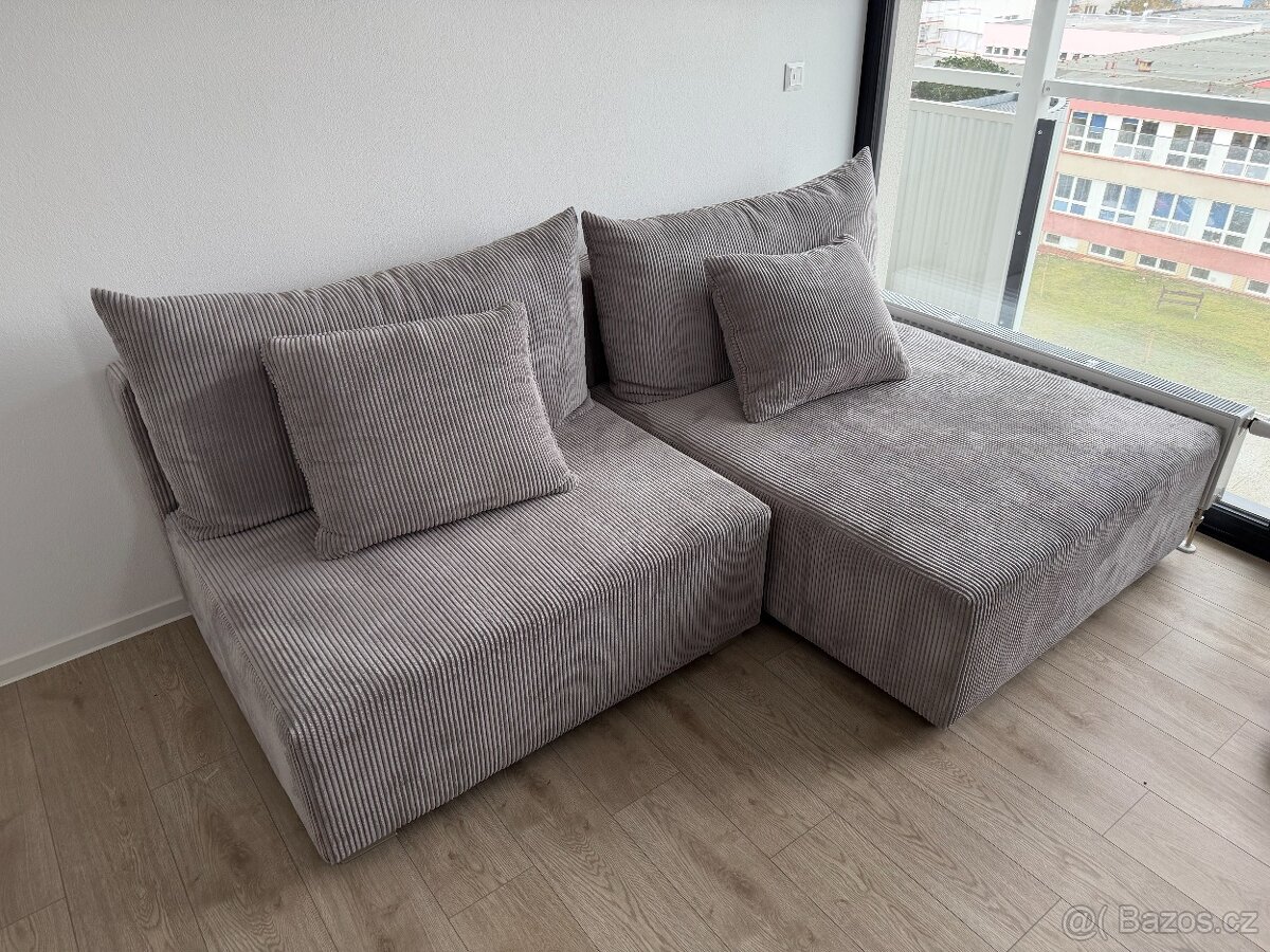 Šedá sedací souprava - gauč - Zánovní - 2