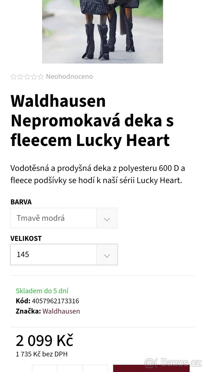Výběhová deka Waldhausen Lucky Hearts - 2