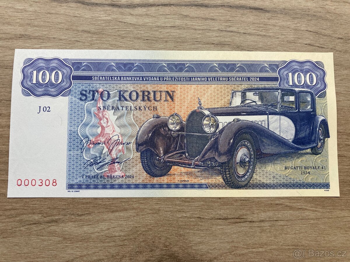 Bankovka Zapadlík Bugatti Royale 41 1934 - série J 02 - 2