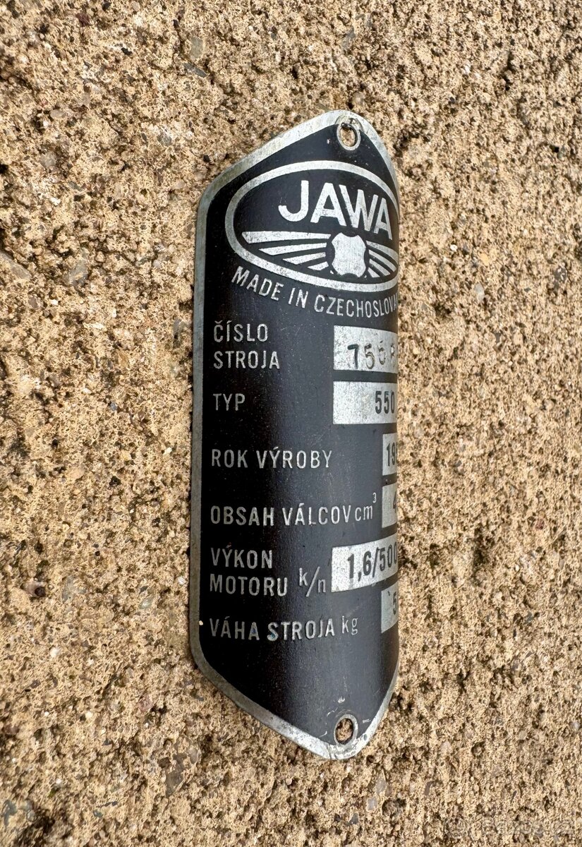 Jawa 50 550 555 pionýr - výrobní štítky - 2