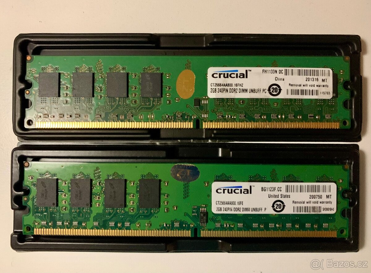 4GB (2x2GB) DDR2 800 Mhz Cl5 zn..Crucial (Micron) do PC - 2