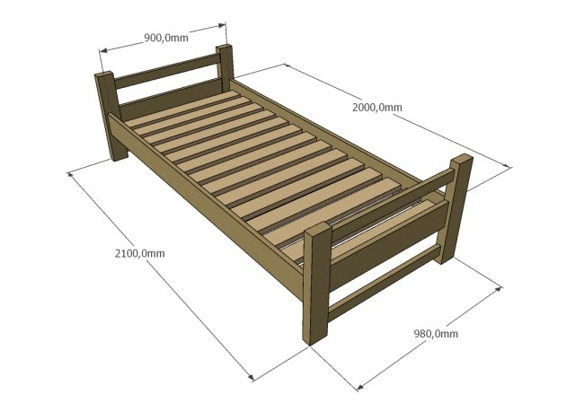 postel 90x200, dřevěná - 2