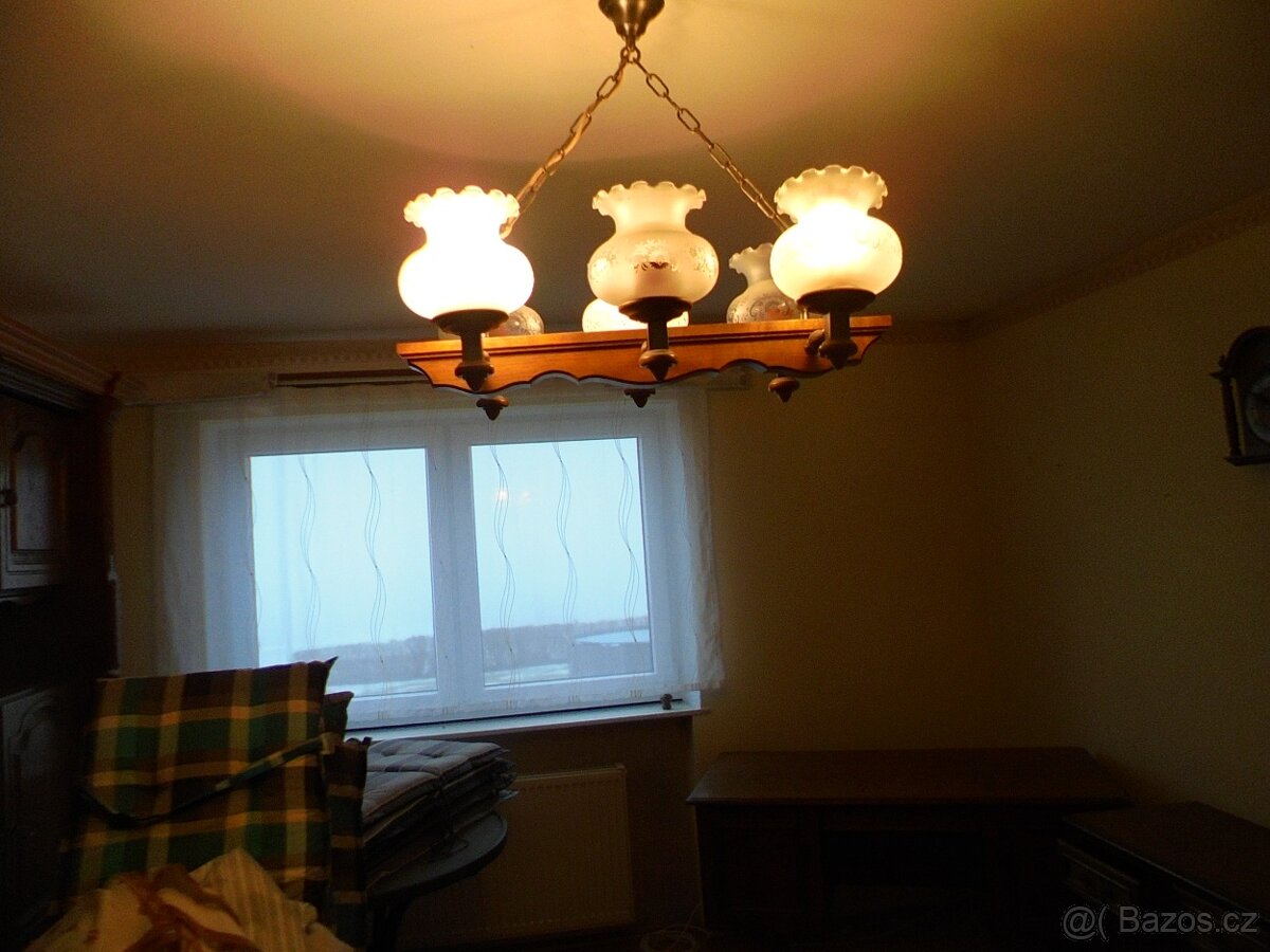 dřevěný, 6 ramený lustr - 2