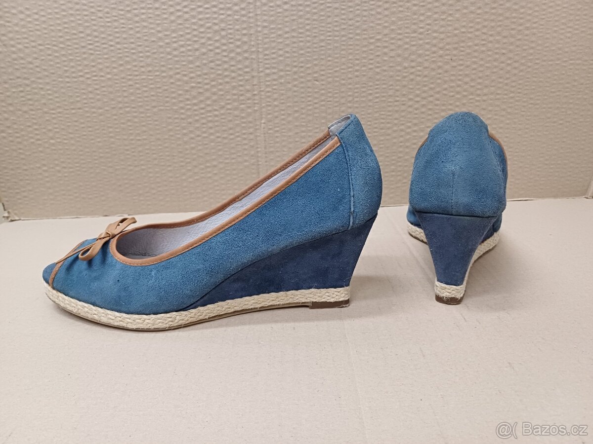 Modré kožené lodičky vel.41 - 2