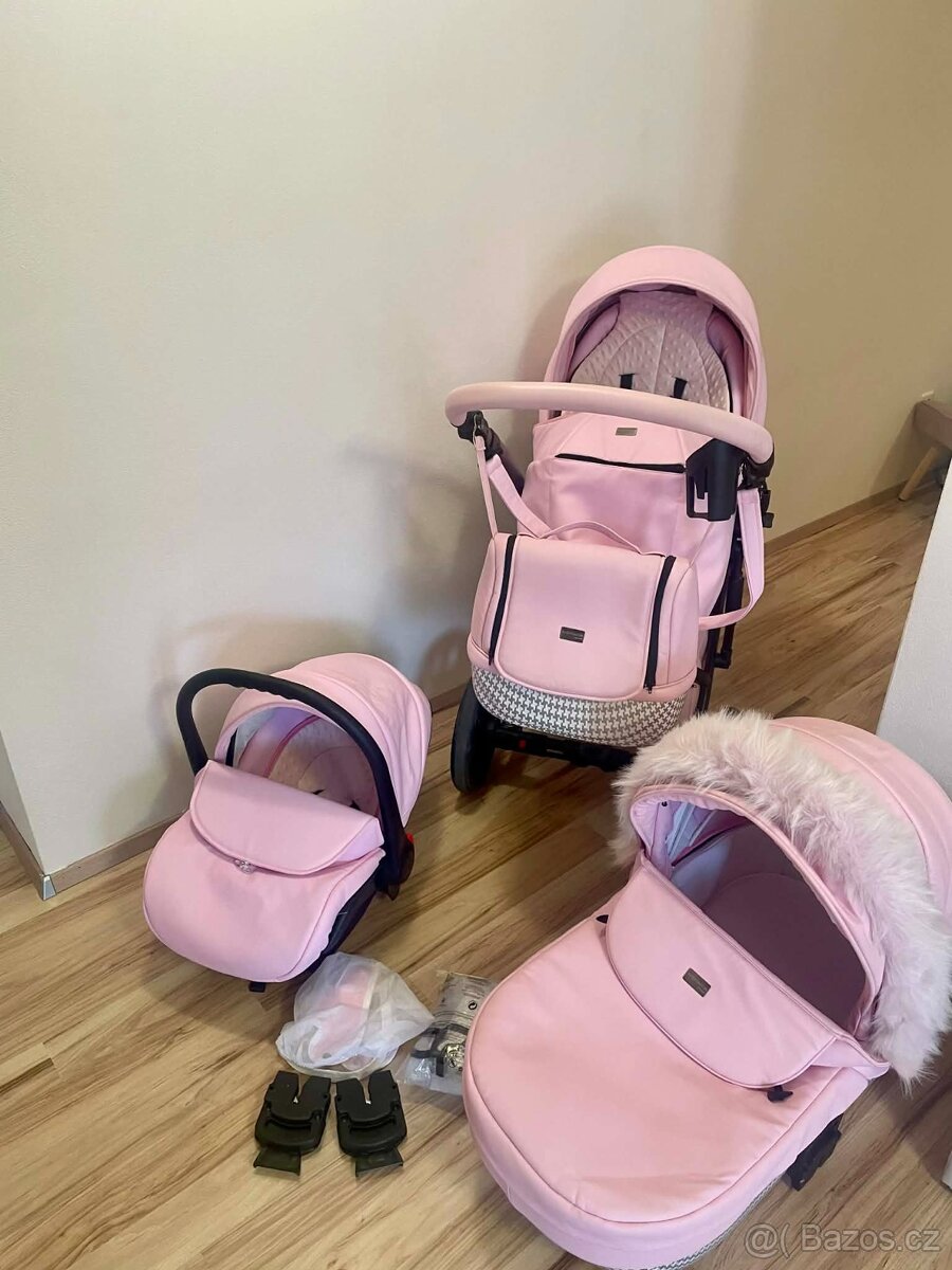 Růžový kočárek trojkombinace - 2