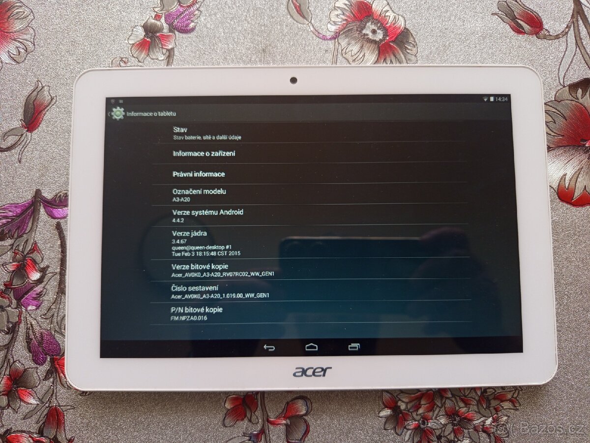 Tablet Acer Iconia a3-a20 je potřeba přehrát android. - 2
