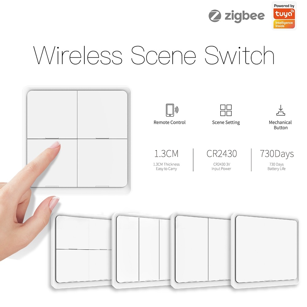 Smart vypínač MOES, 3 tlačítkový Tuya ZigBee Wireless 9 scén - 2